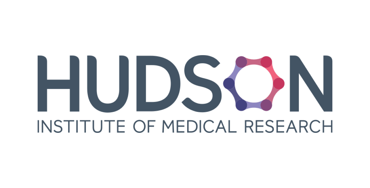 Hudson Institute of Medical Research logo with HUDSON in bold, featuring a circle of interconnected dots as the letter O, exemplifies sleek Melbourne web design.