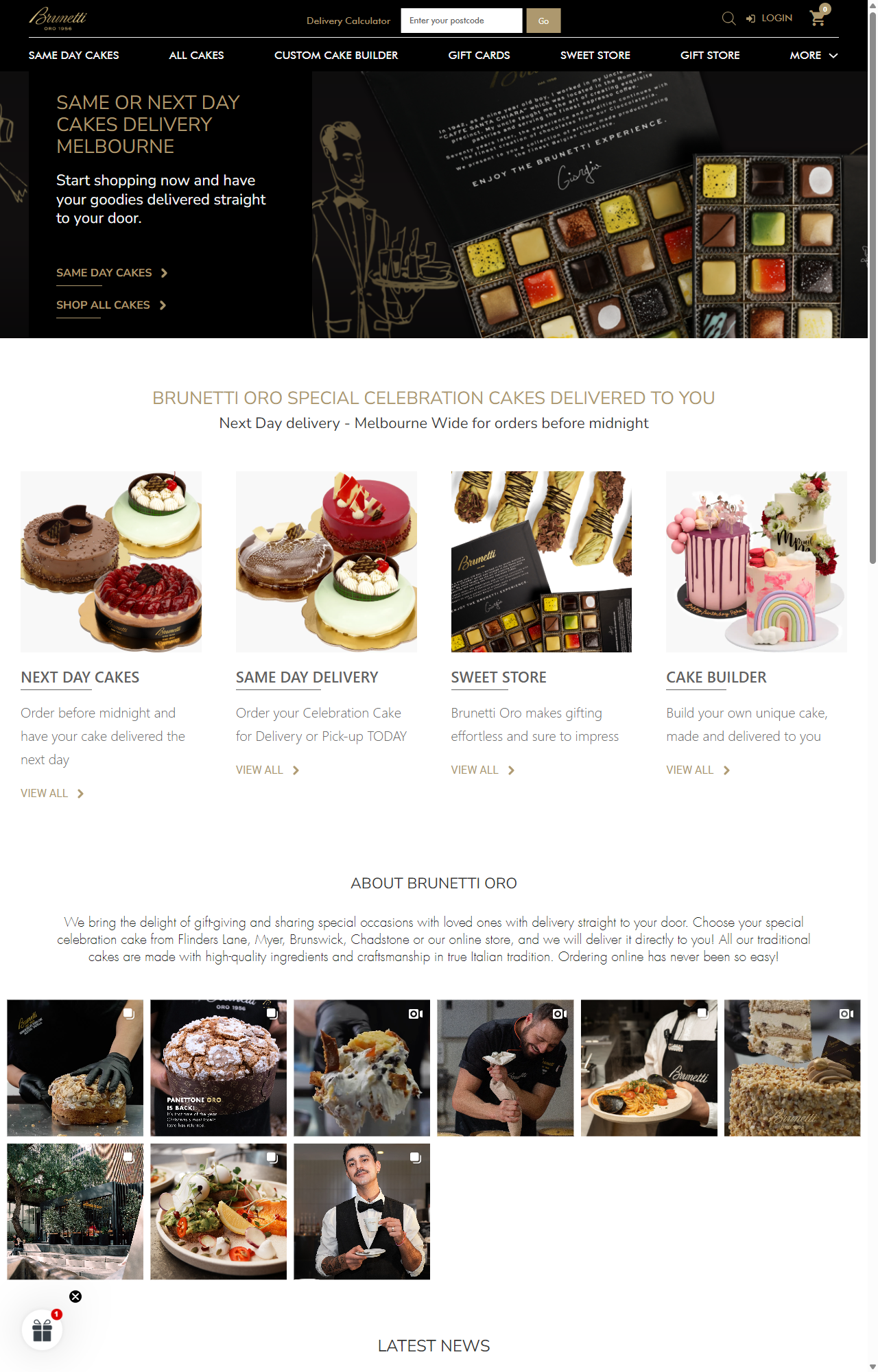Brunetti Oro website after redesign with full ecommerce and multi-location support