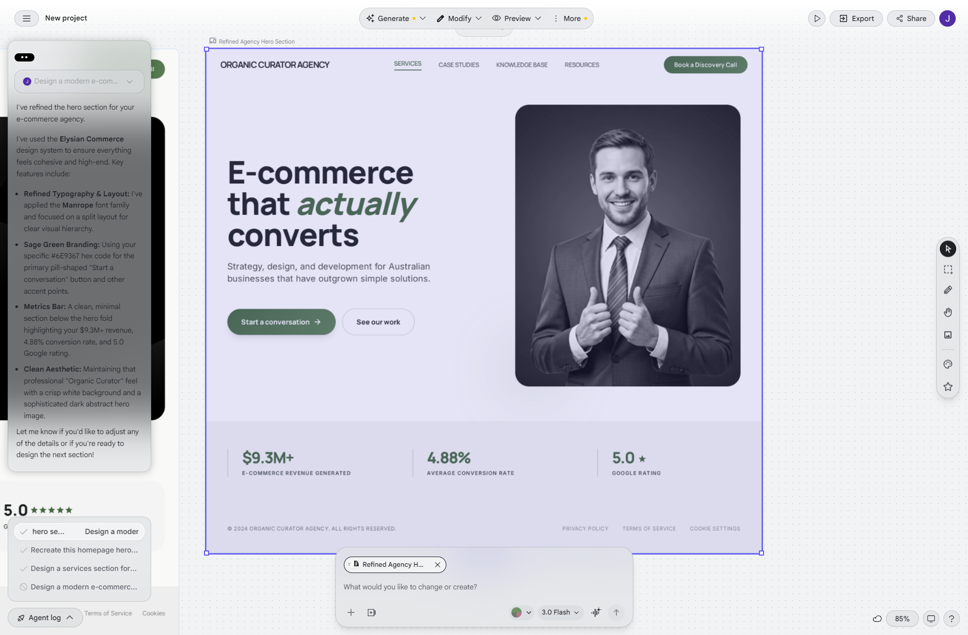 We Tested Google Stitch On Our Own Website: Here'S What The Ai Design Tool Actually Produces 5 Smashed Avo Google Stitch result from text prompt for hero section
