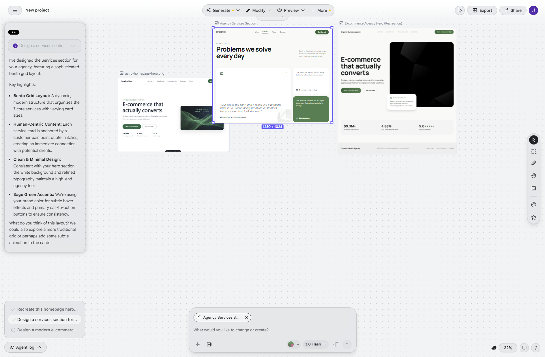 We Tested Google Stitch On Our Own Website: Here'S What The Ai Design Tool Actually Produces 7 Smashed Avo Desktop preview of Google Stitch services section